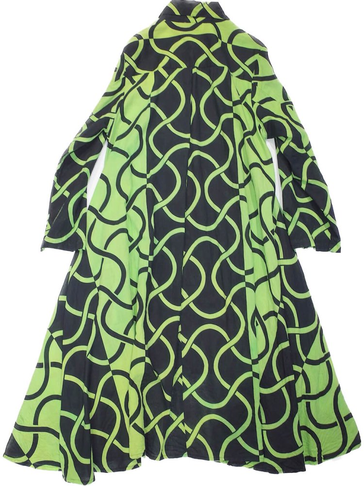 Wave Pattern Deformation Dress  Front Open