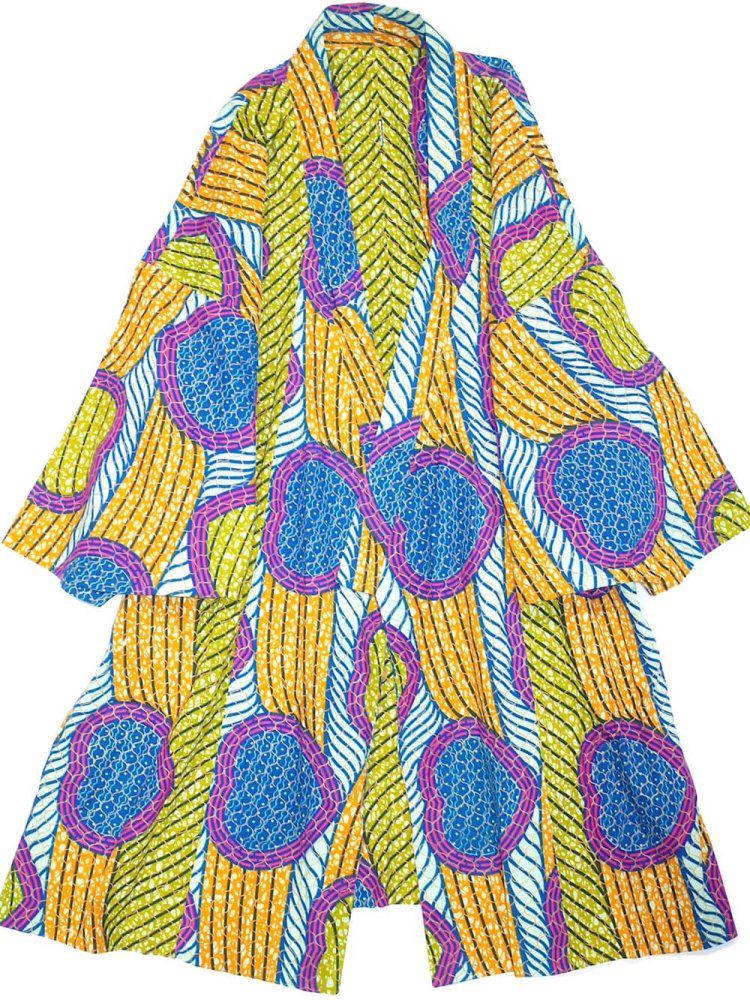 African Batik Wax Print Dolman Gown