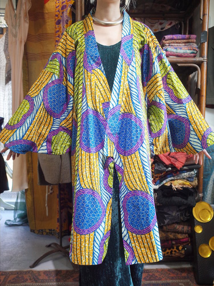 African Batik Wax Print Dolman Gown