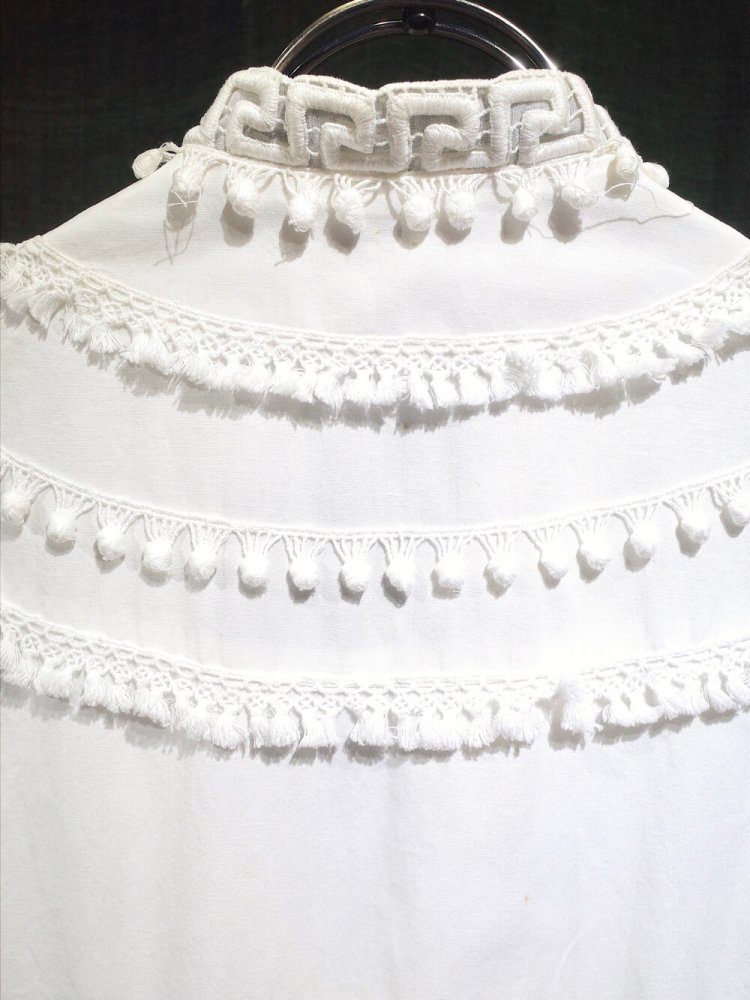 c.1950s Embroidery White Dress