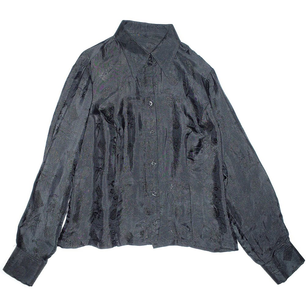 China Fabric Black Silk Shirt