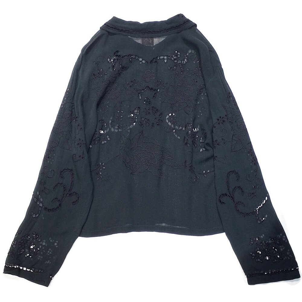 Eyelet & Embroidery Black Rayon Shirt