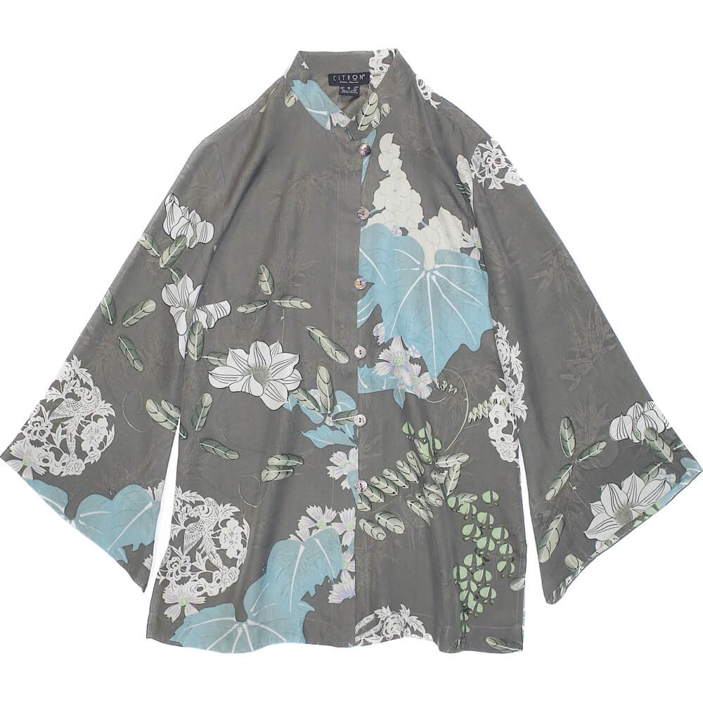 Flared Sleeve Silk China Shirt