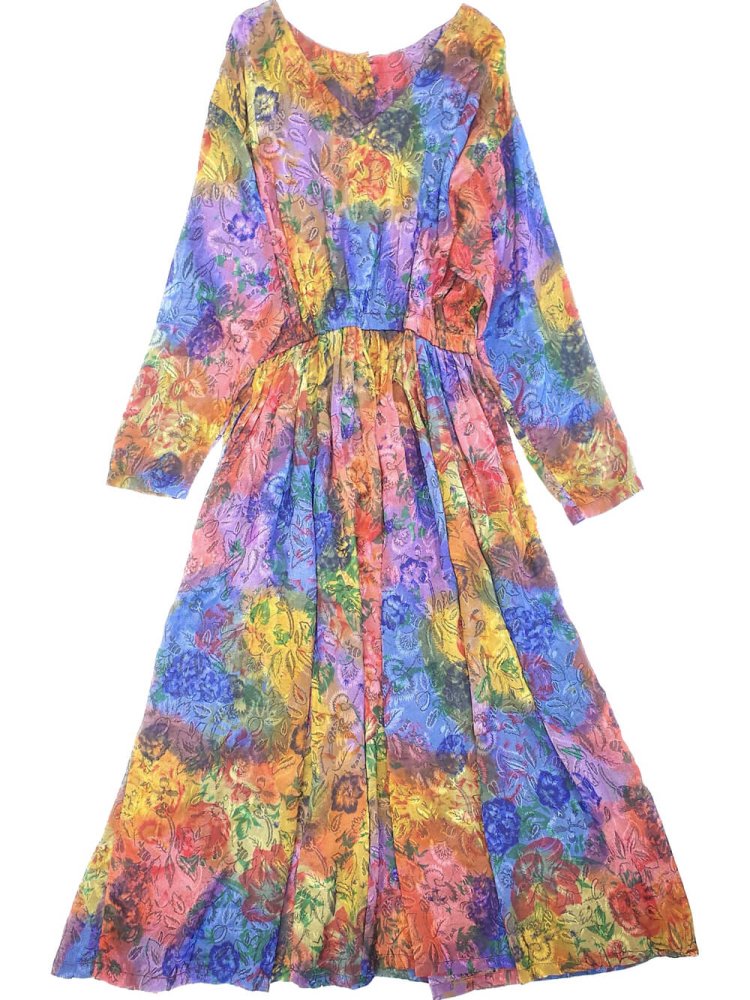 Aurora Gradation Jacquard Rayon Dress