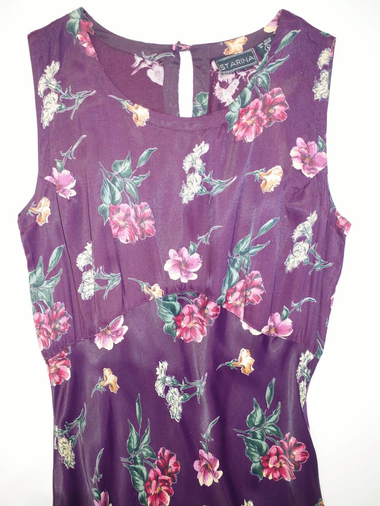 Purple Flower Rayon Mermaid Dress