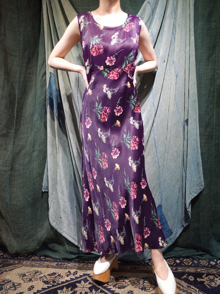 Purple Flower Rayon Mermaid Dress