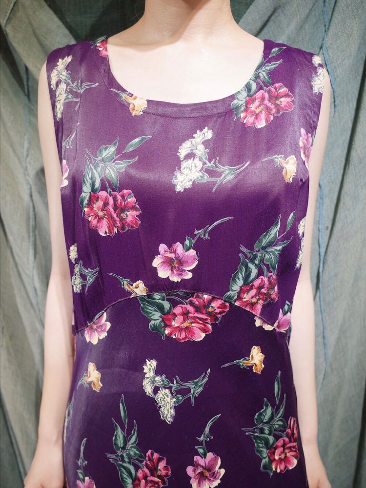 Purple Flower Rayon Mermaid Dress