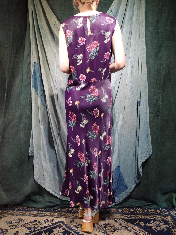 Purple Flower Rayon Mermaid Dress