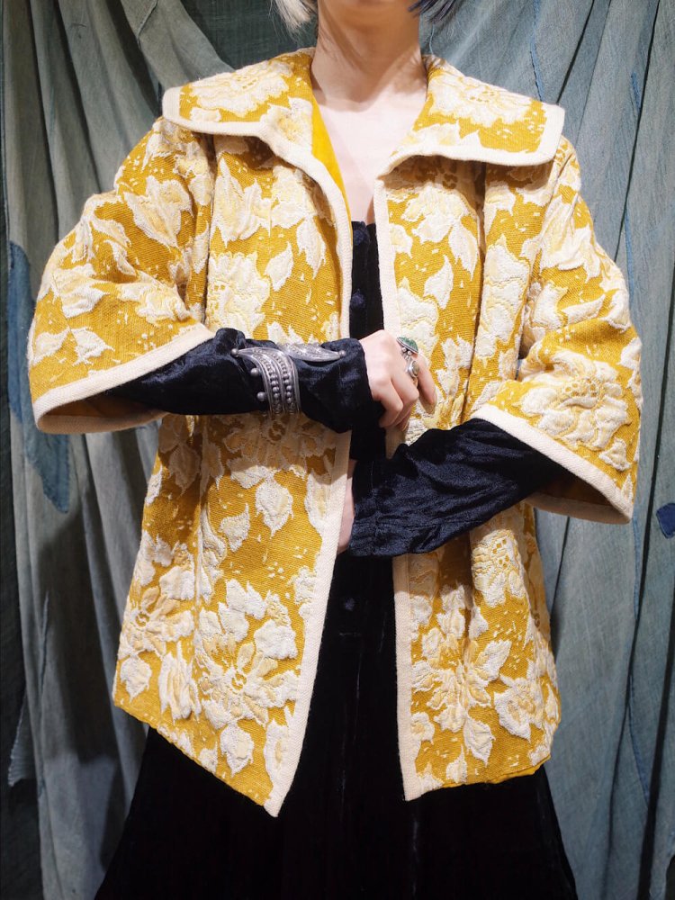 c.1960s Gobelin Coat Mustard Velvet Lining