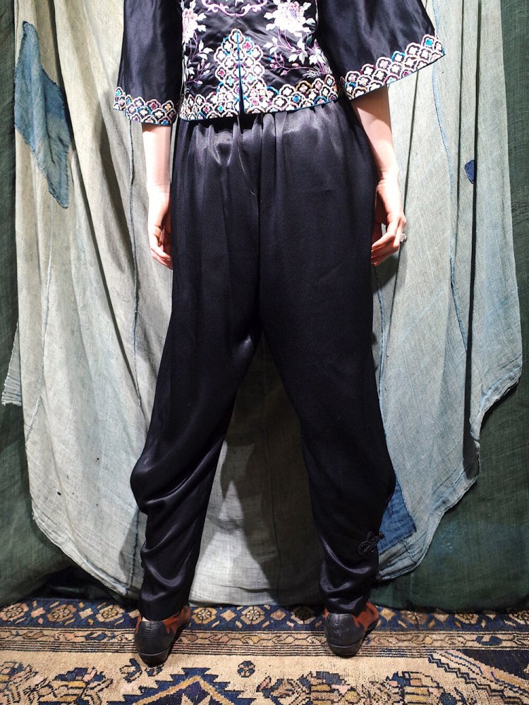 REMAKEChina Jodhpurs Black Satin Pants