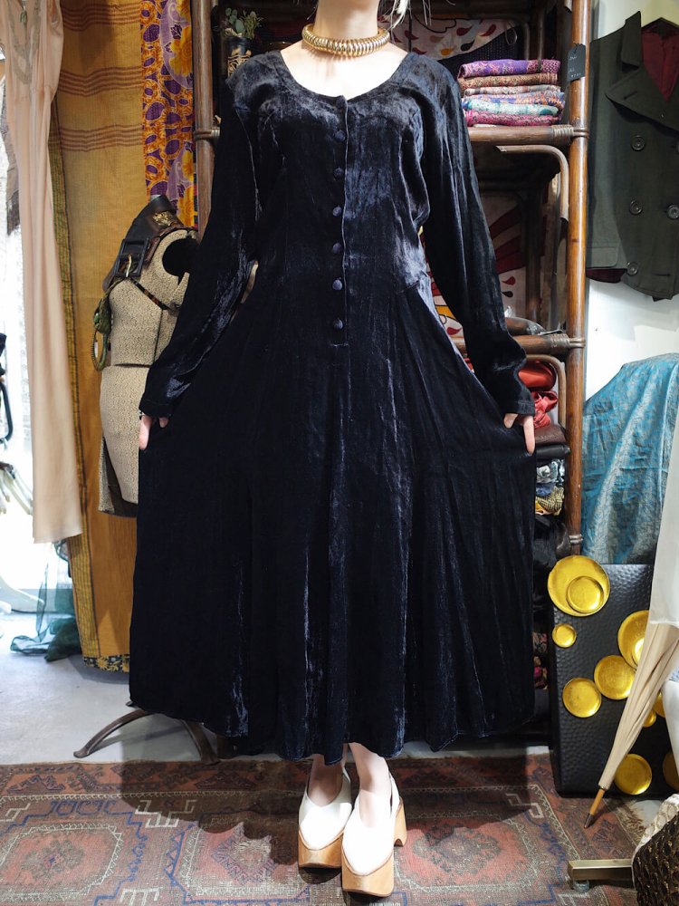 Black Rayon Velvet Dress