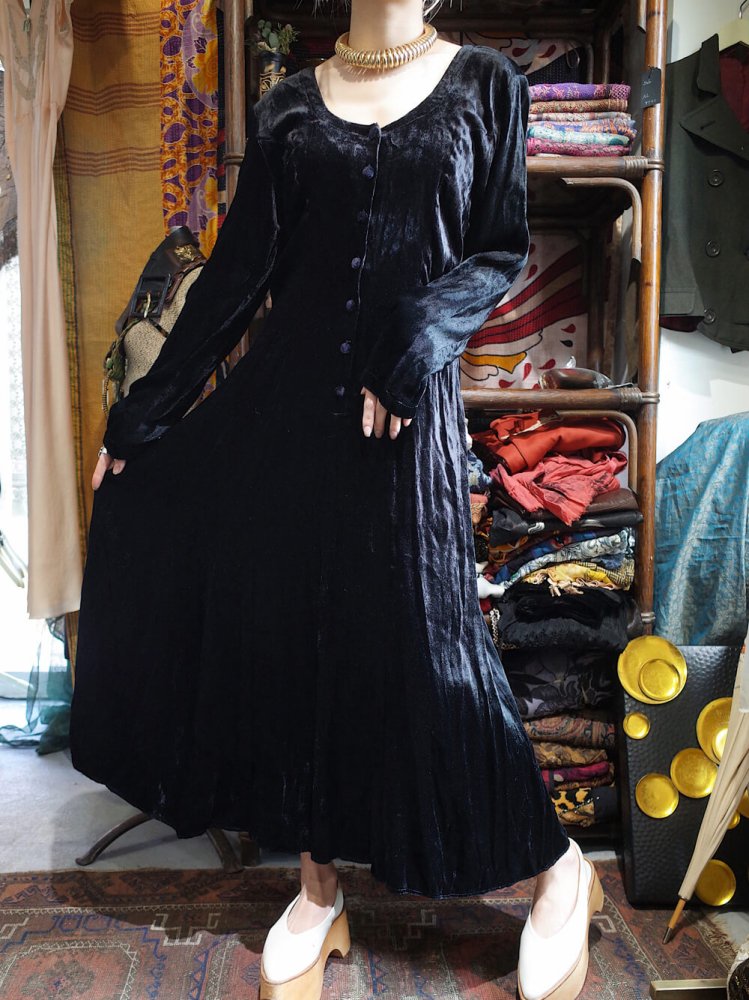 Black Rayon Velvet Dress