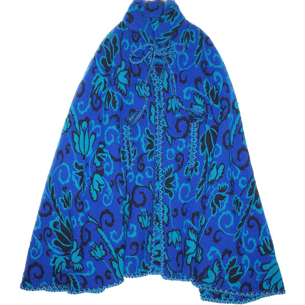 c.1960s Blue Flower Woven Cape