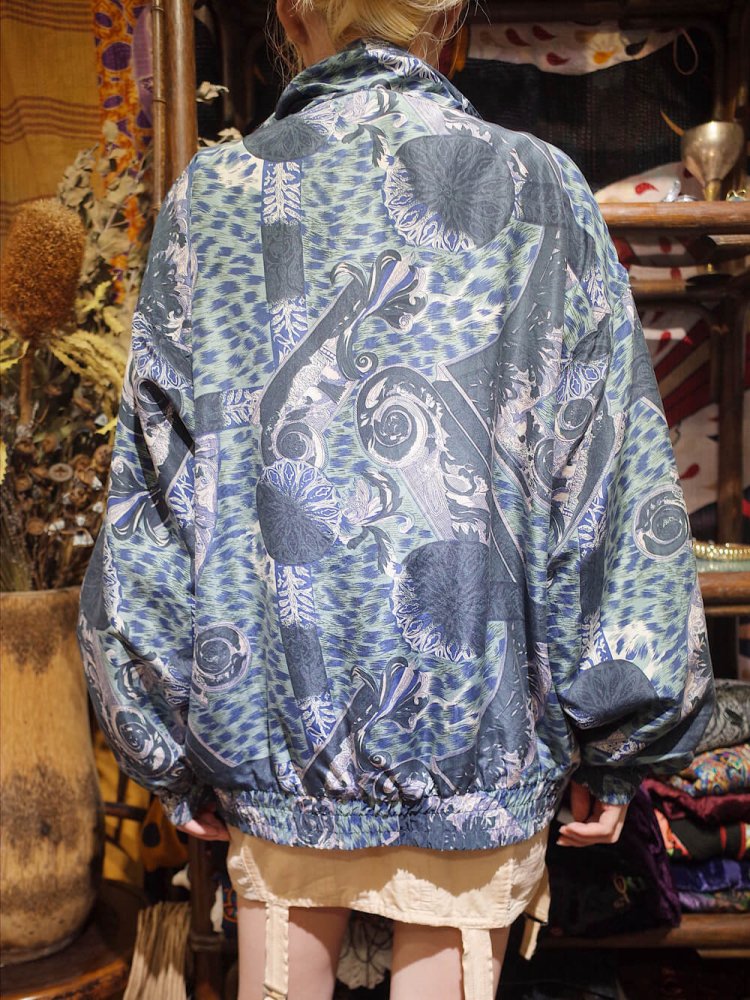 Classical Pattern Silk Blouson