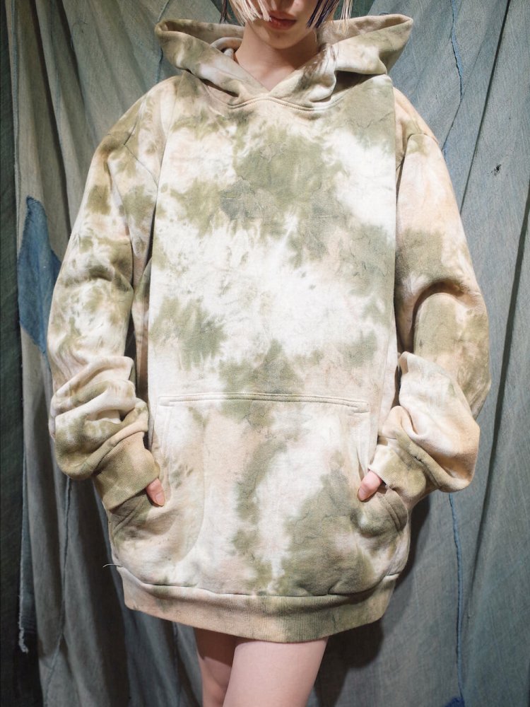 Uneven Dyed Big Silhouette Cotton Hoodie Sweat