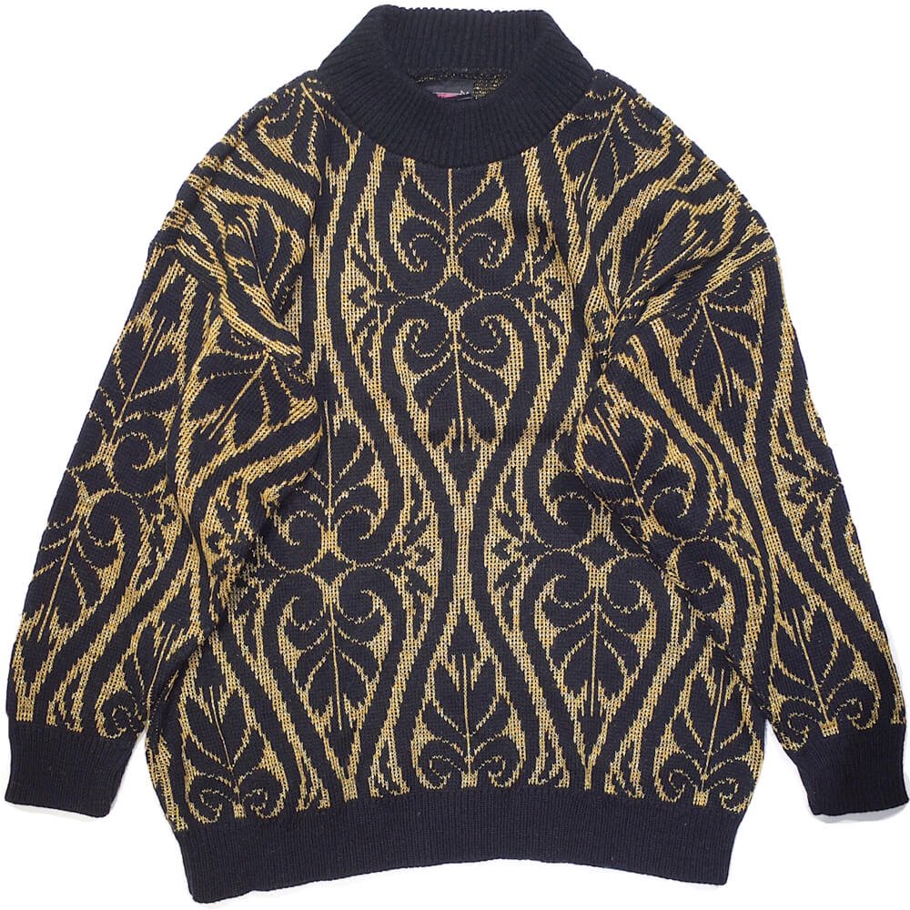 Black  Gold Arabesque Knit Sweater