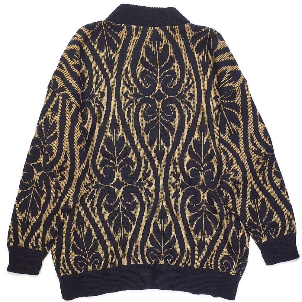Black  Gold Arabesque Knit Sweater