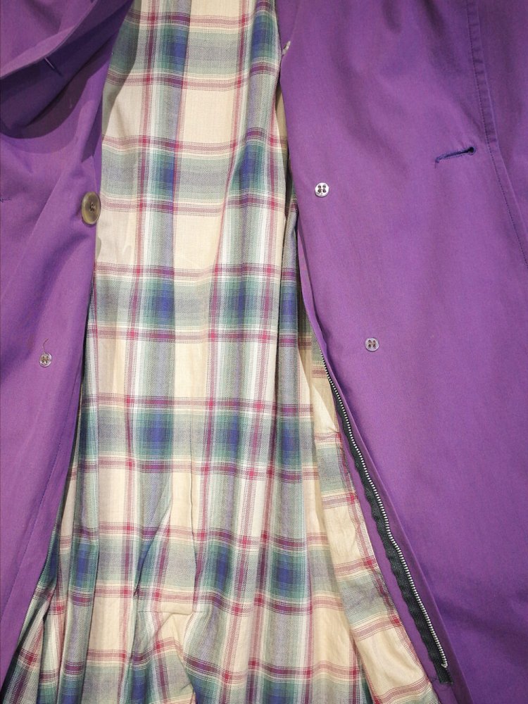 Purple Trench Coat Plaid Lining