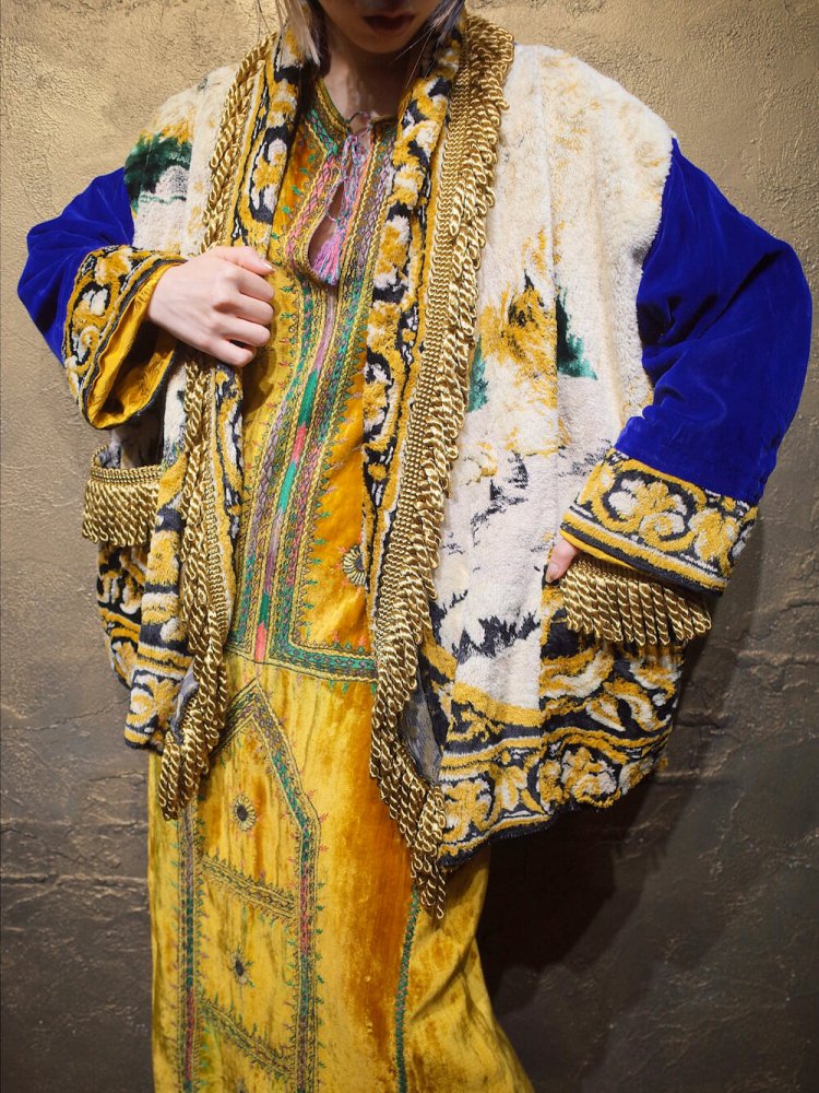Vintage Tapestry Rebuild Fringe Gown Jacket