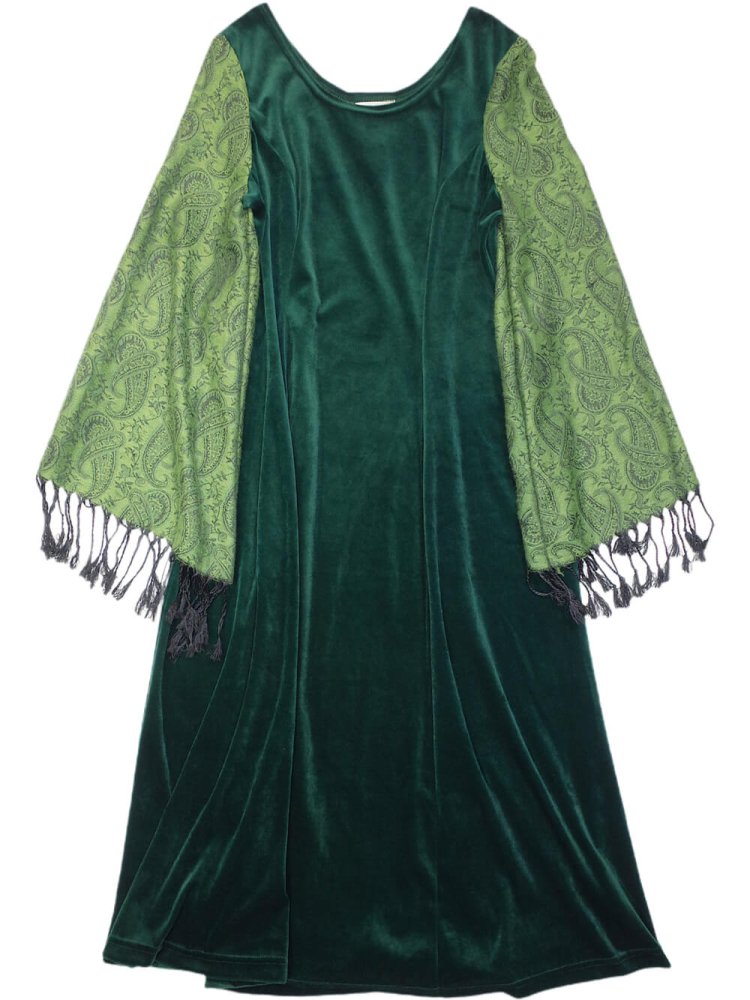 REMAKE Stole SleeveGreen Velvet Dress