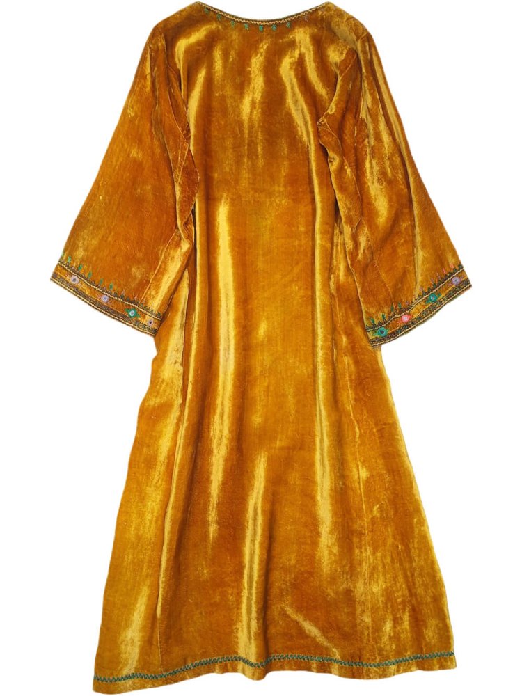 Hand Made in PAKISTAN Mirror Embroidery Mustard Velvet Dress