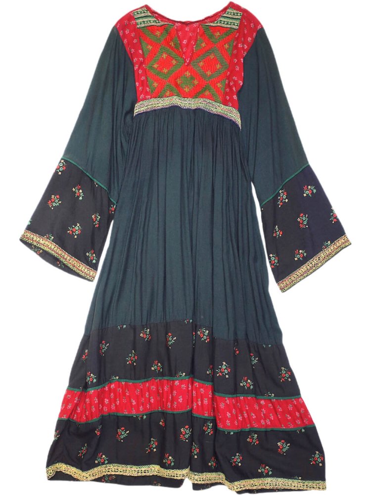 c.1970s Afghanistan Embroidery Rayon Dress