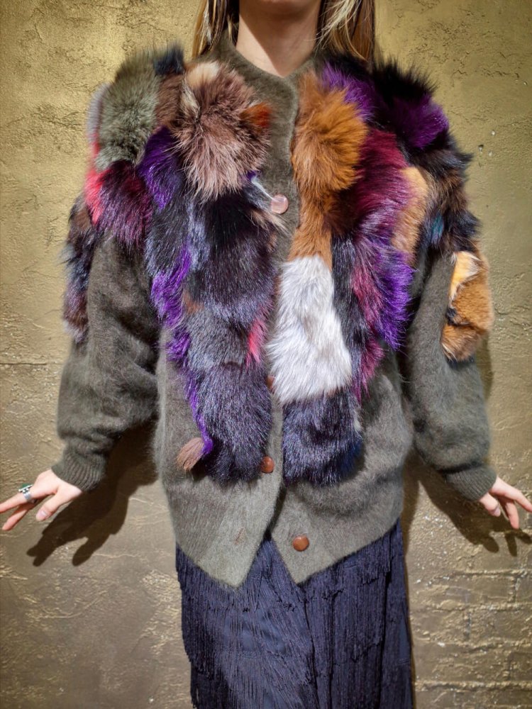 Colorful Rabbit Fur  Angora Knit Jacket