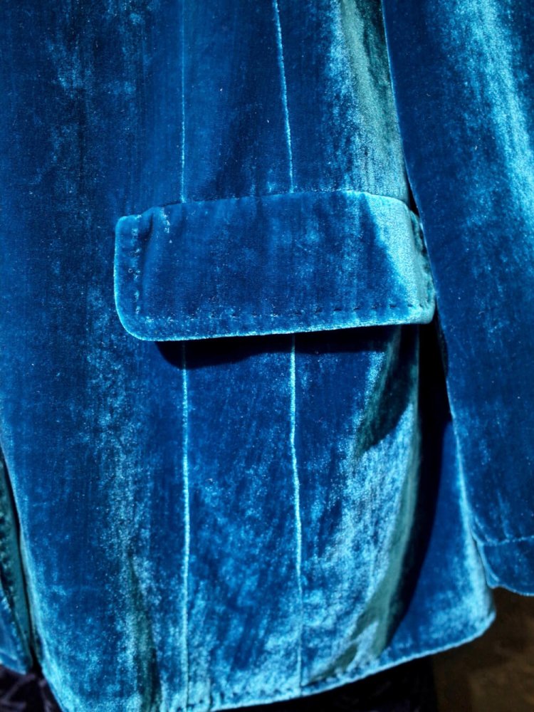 Beautiful Blue Silk Velvet Tailored Jacket