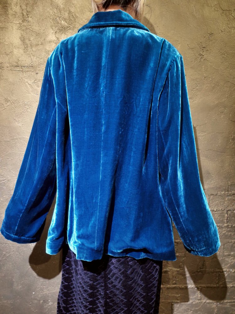 Beautiful Blue Silk Velvet Tailored Jacket