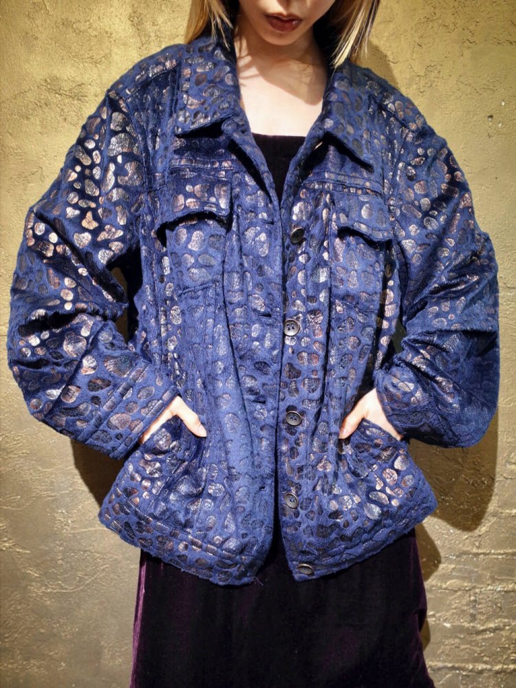 Leopard Navy Velvet Jacket