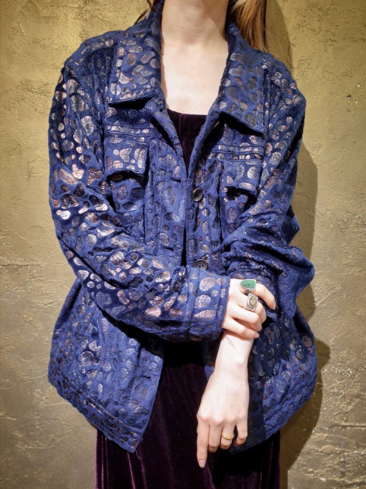 Leopard Navy Velvet Jacket