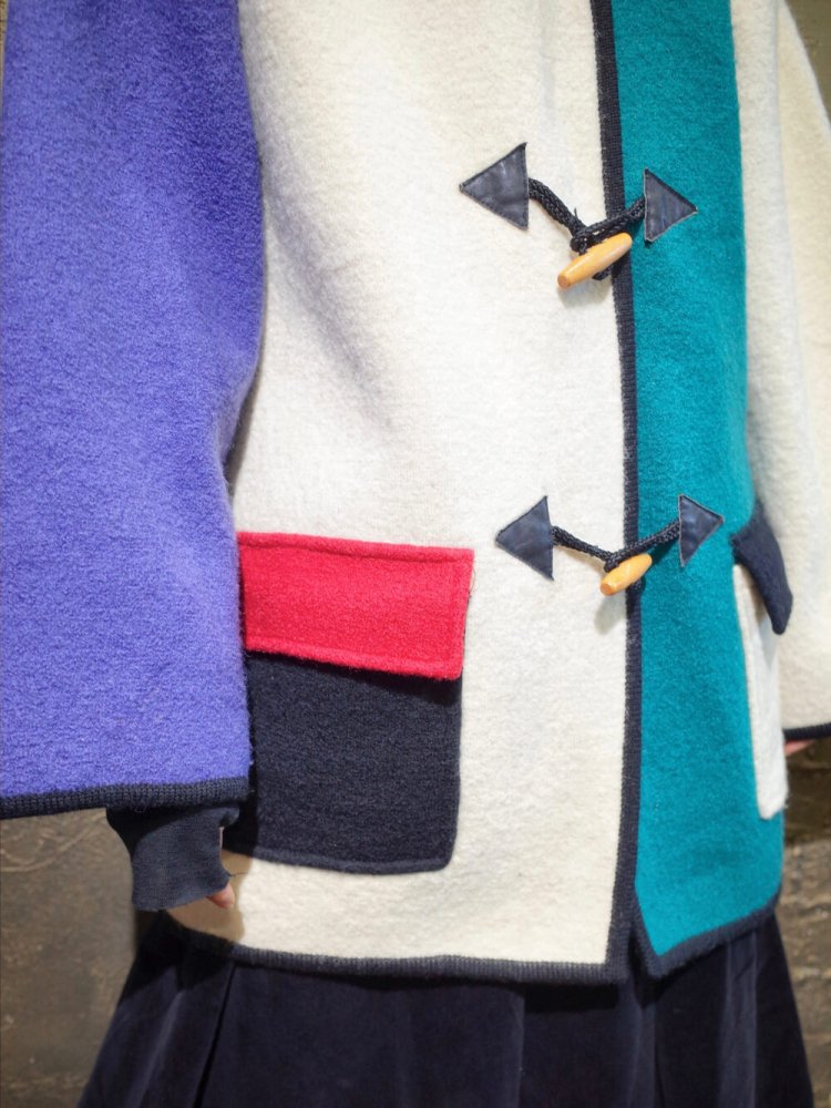 Mondrian Pattern Wool Coat