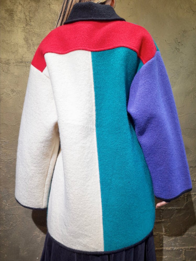 Mondrian Pattern Wool Coat