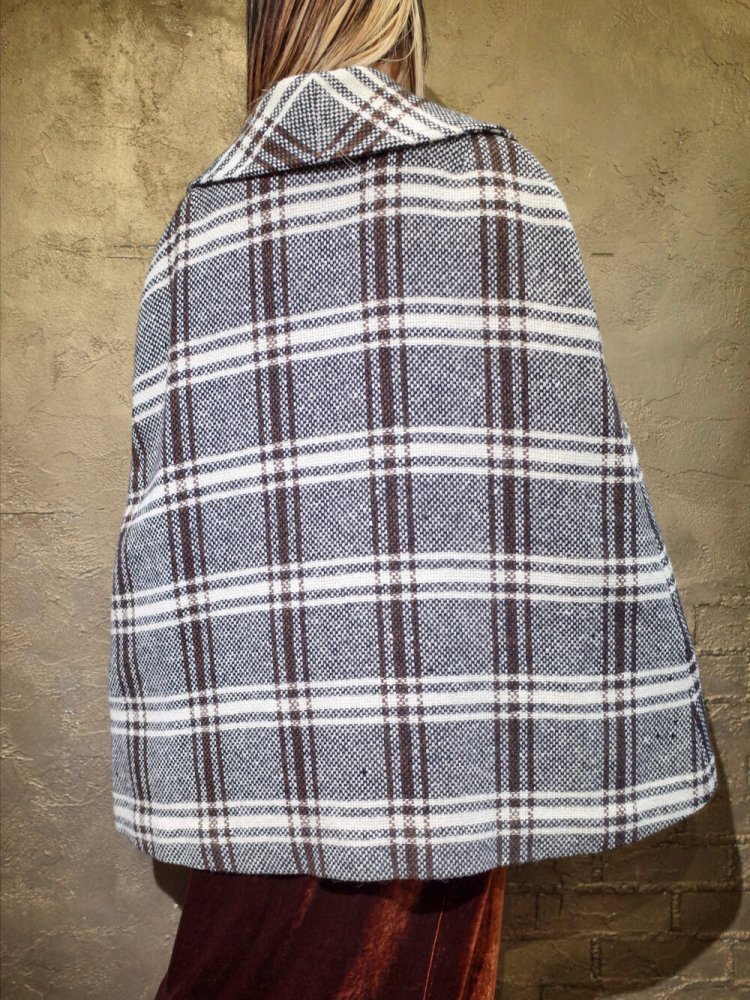 c.1960~70s Double Breasted Plaid Cape