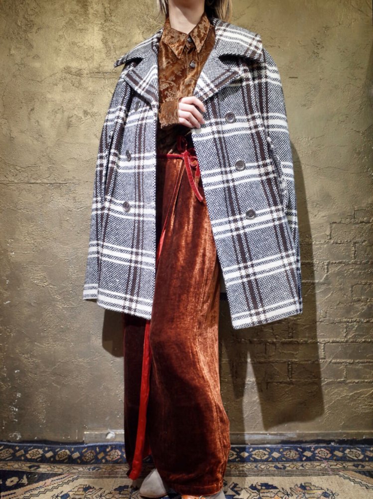 c.1960~70s Double Breasted Plaid Cape