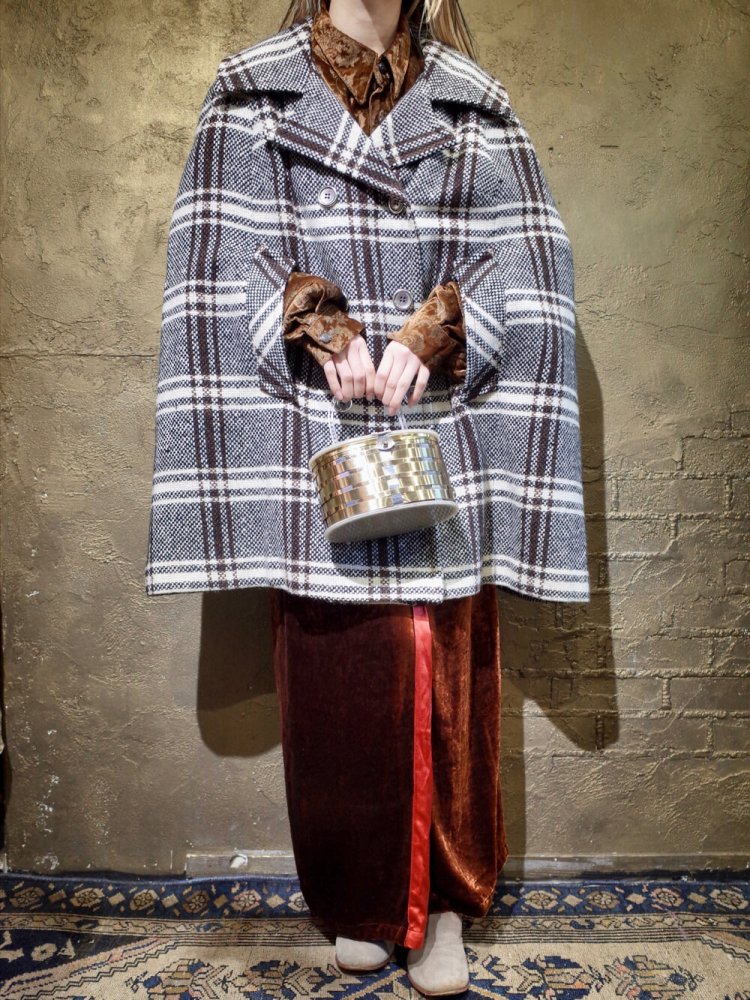 c.1960~70s Double Breasted Plaid Cape