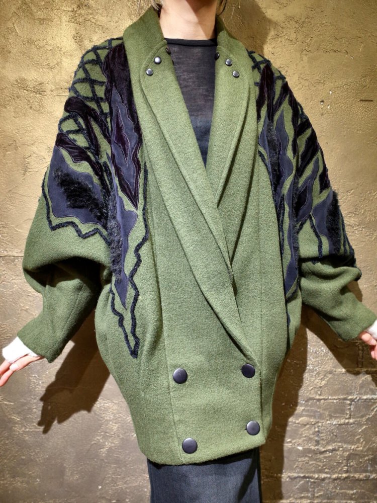 Velvet & Fur Switch Art Cocoon Wool Coat