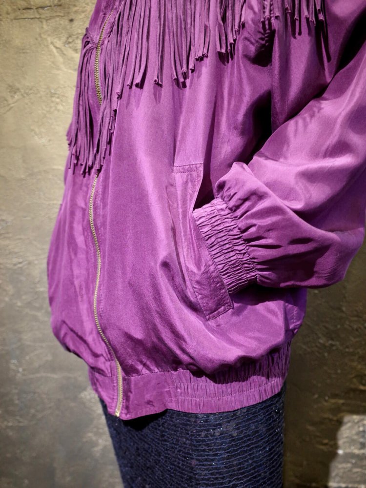 Fringe Yoke Purple Silk Blouson