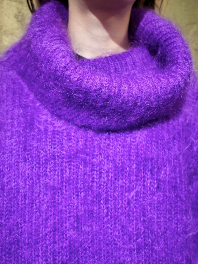 Purple Long Mohair High Neck Knit
