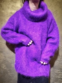 Purple Long Mohair High Neck Knit