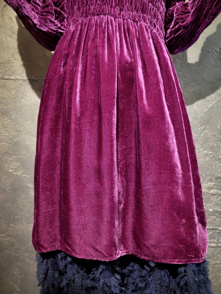 Smoky Pink Rayon Velvet Shirring Dress