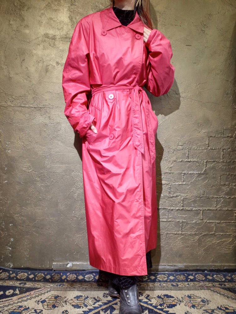 Fine Red Nylon Trench Coat