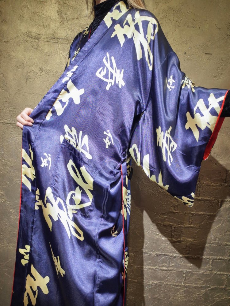 ڴ  ɽSatin KIMONO Style Gown Reversible