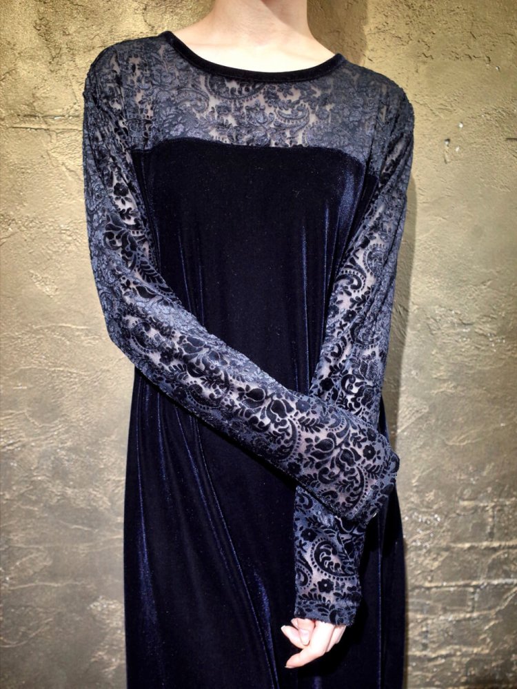 Black Velvet  Paisley Sheer Dress