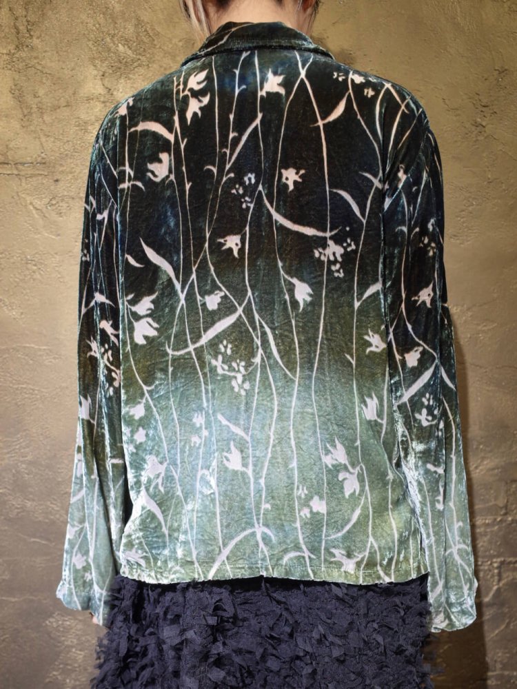 Aurora Gradation Rayon Silk Velvet  Sheer Shirt