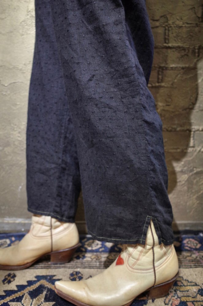 FLAXBlack Linen Dot Pants