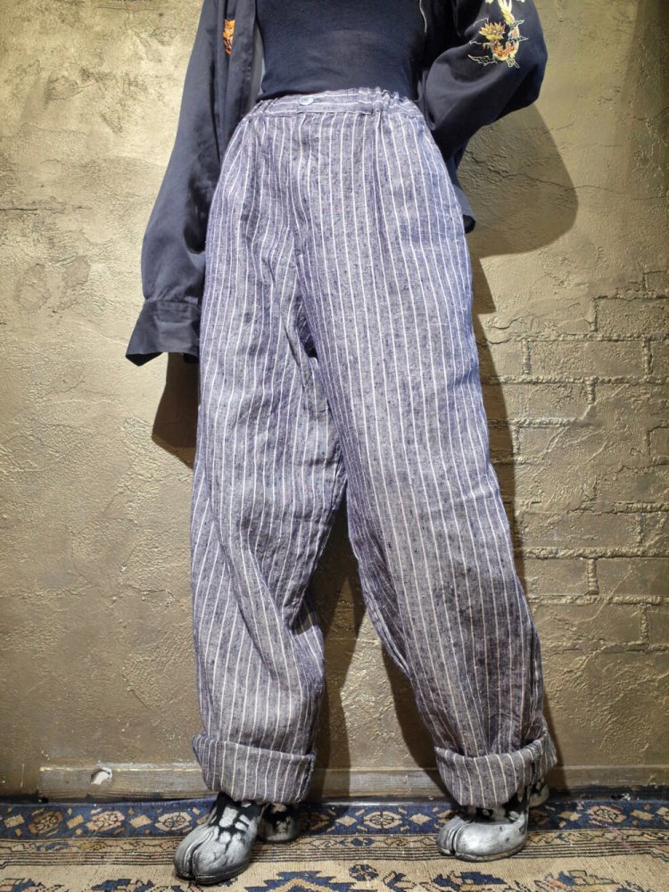 FLAXPin Stripe Linen Wide Slacks Pants