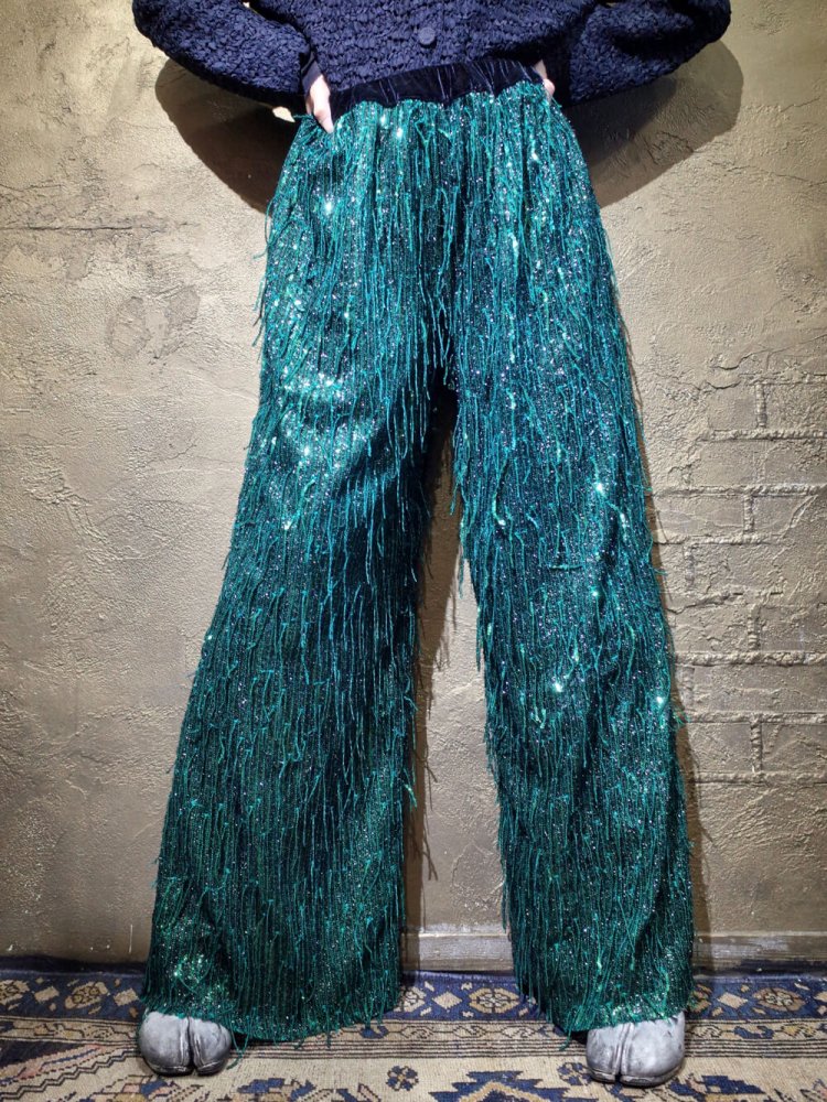 Sequin Fringe Glitter Wide Pants