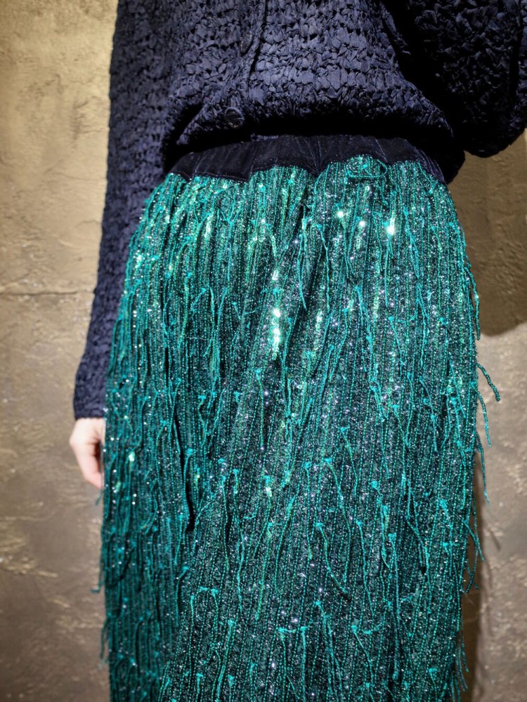 Sequin Fringe Glitter Wide Pants