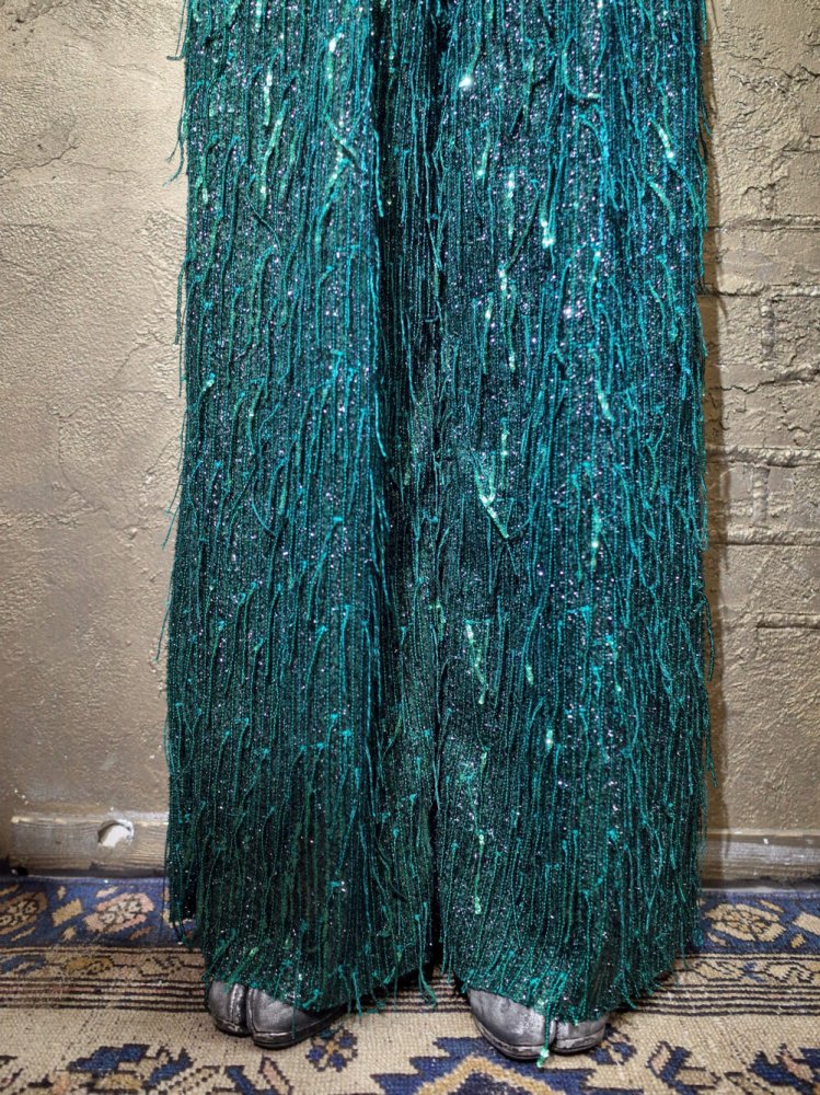 Sequin Fringe Glitter Wide Pants